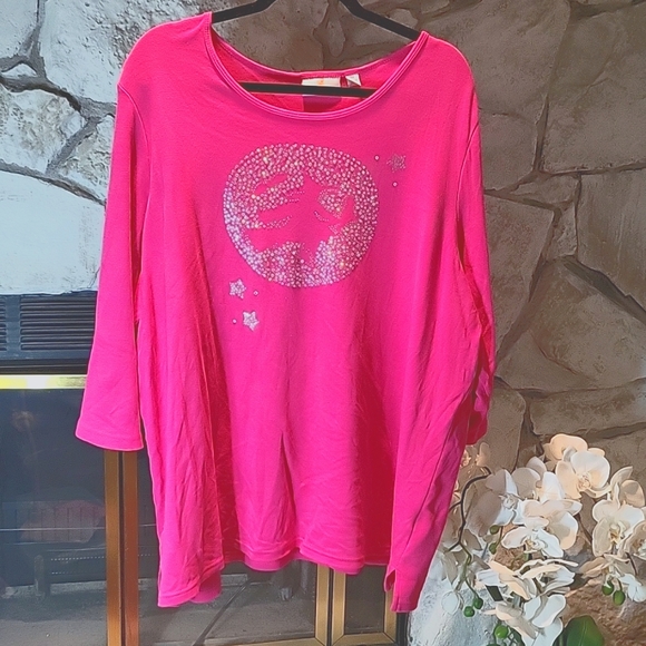 Quacker Factory | Pink Halloween Witch Top 3X - Picture 1 of 7